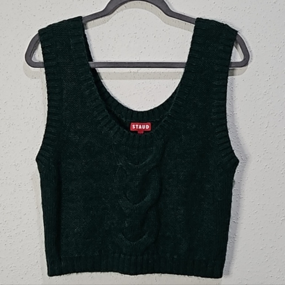 STAUD Kind Cable Knit Sweater Vest  L